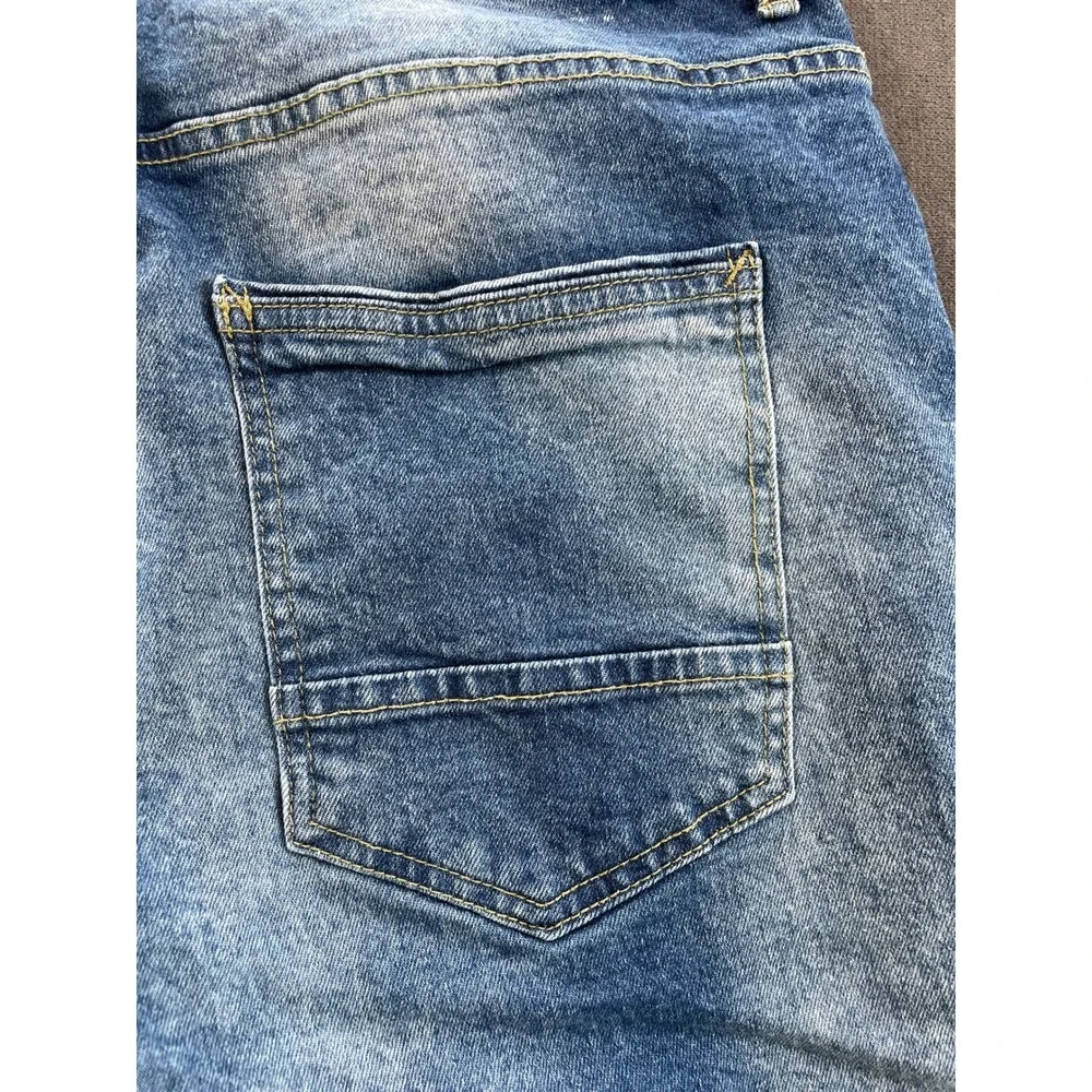 Jeanius Distressed Cropped Jeans Mens 36 Blue Grunge Thrashed Streetwear Raw Hem